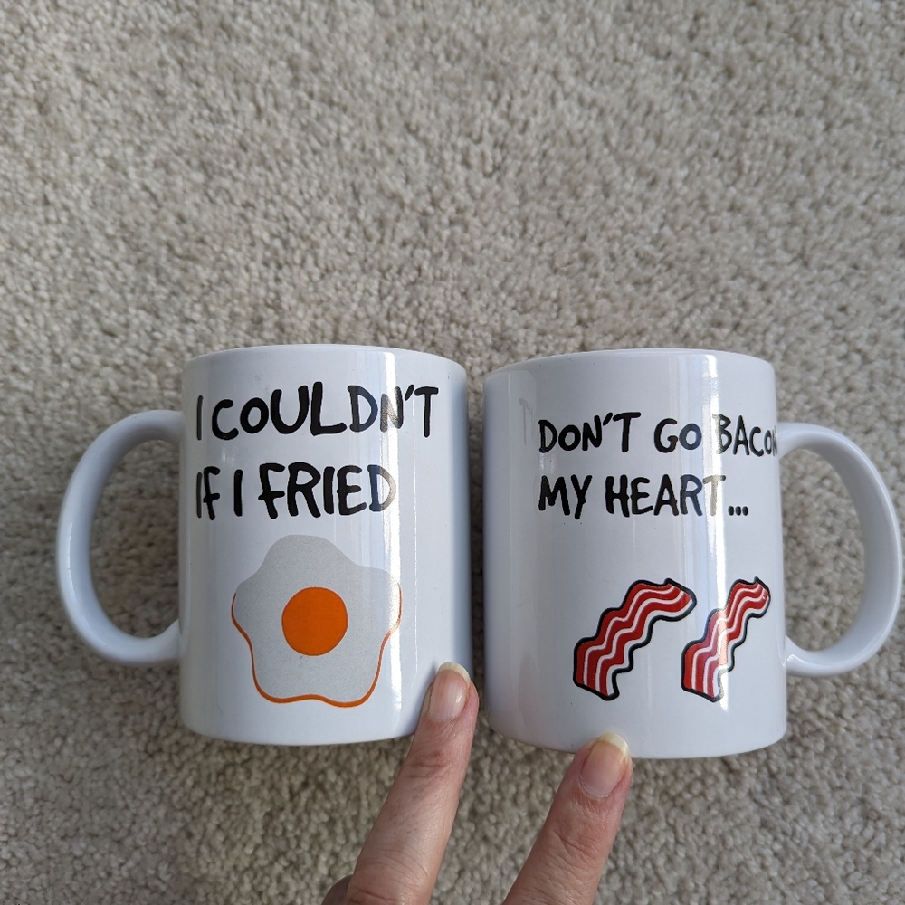 Bacon 🥓 & Egg 🥚 Breakfast Twin Mugs - Set of Two